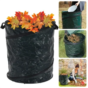 Cheqo® Grote Tuinafvalzak - 85 Liter - Opvouwbaar - Met Handige Draaghengsels - Tuinzak - Tuinafvalemmer - Bladzakken - Waterafstotend Tuinafvalzak -  Afvalzak Tuin - Handig Handvat