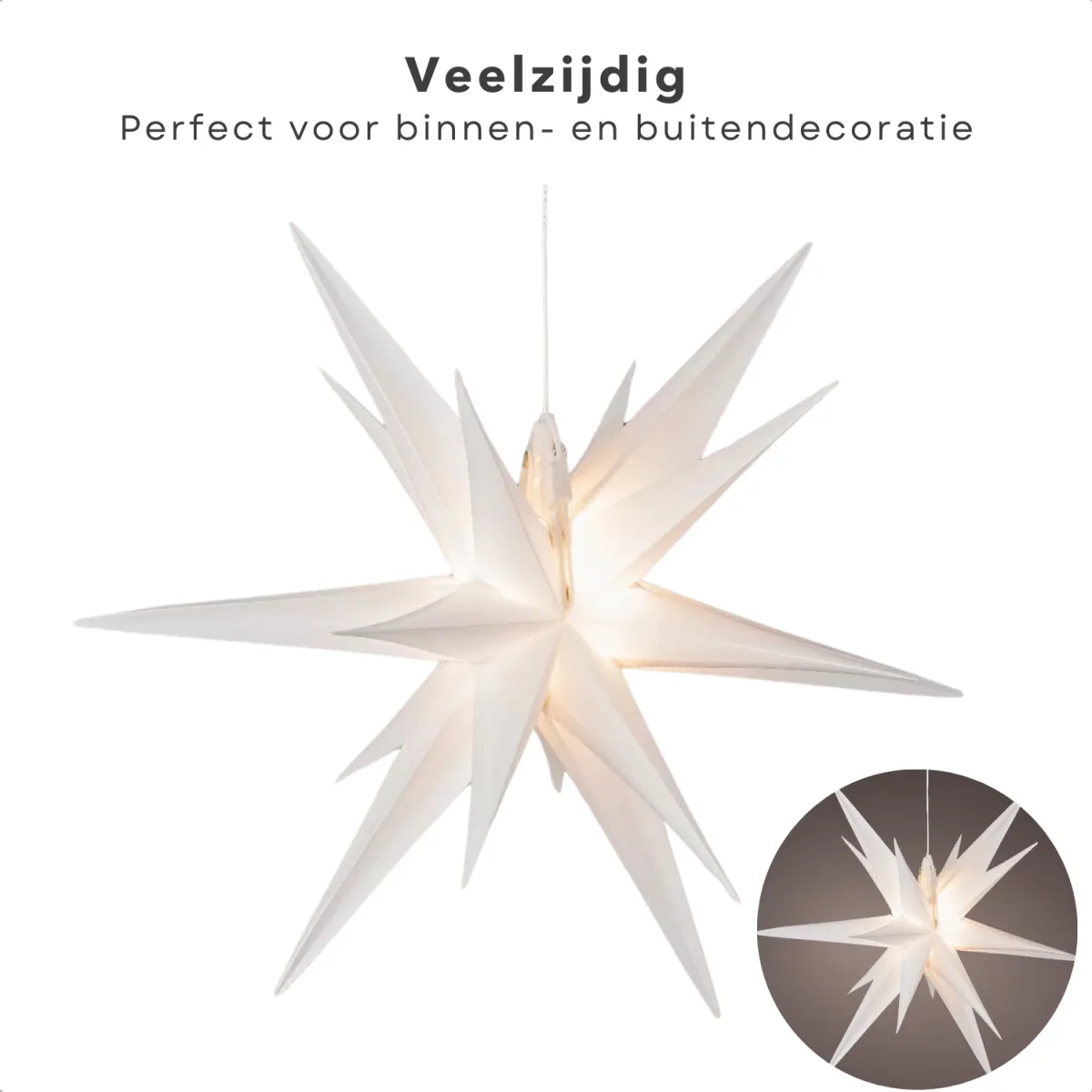 Cheqo® Kerstster PVC - Lichtgevende Kerstster - Kerstversiering met Warm Wit LED Licht - Binnen/Buiten 60 cm - Kerstdecoratie - Afbeelding 5