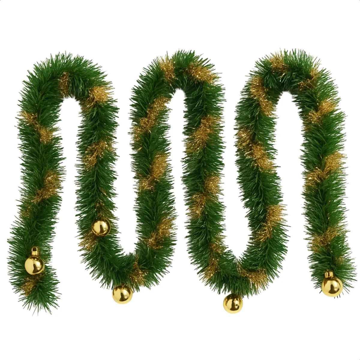 Cheqo® Kerstslinger 270 CM - Guirlande - Kerstdecoratie Groen Goud - Goudkleurige Decoratie - Kerstversiering - Groene Decoratie - Gouden Accenten - Feestelijke Decoratie - Winterdecoratie - Kerst Slinger - Kerstversiering Groen - Afbeelding 8