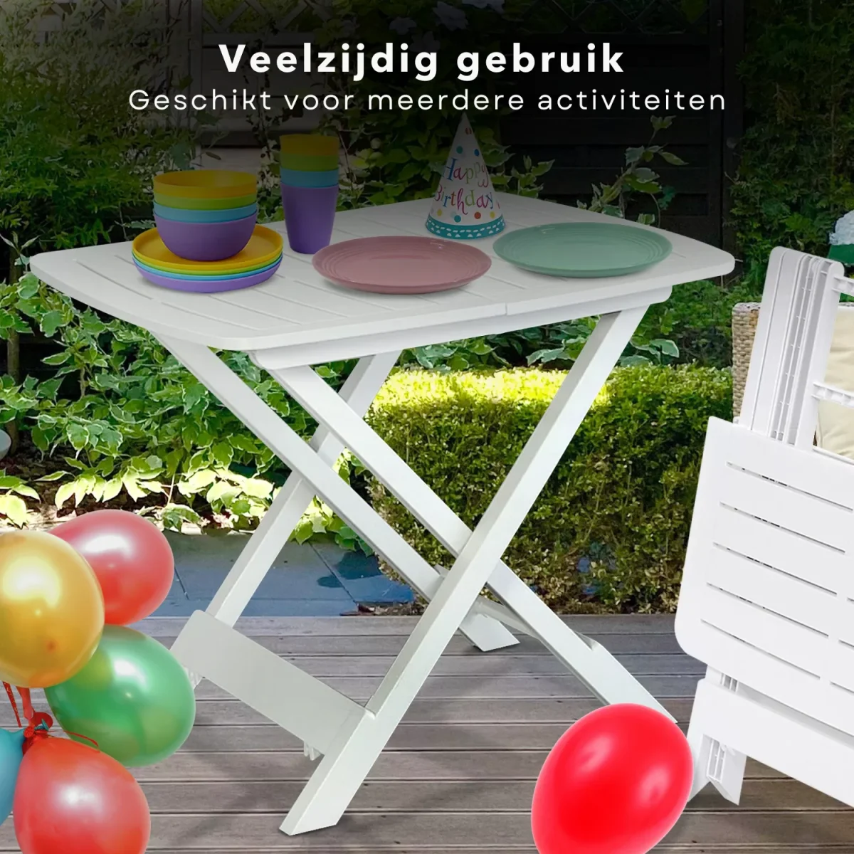 Cheqo® Campingtafel - Bijzettafel - Tuintafel - Vouwtafel Wit - Inklapbare Tafel - Lichtgewicht en Draagbaar - Inklapbare Tuintafel - Afbeelding 6