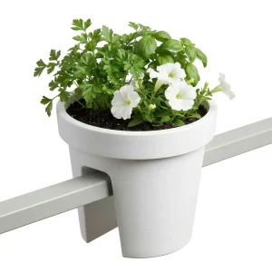 Cheqo® Balkonbak - Ronde Balkonbak - Balkonbak Wit - Ronde Balkonbak Wit - Balkon Bloembak - Bloembak Balkon - Balkon Plantenbak - Plantenbak Balkon - Balkonbak Railing - Railing Plantenbak